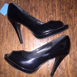 Open Toed Black Dress Heels